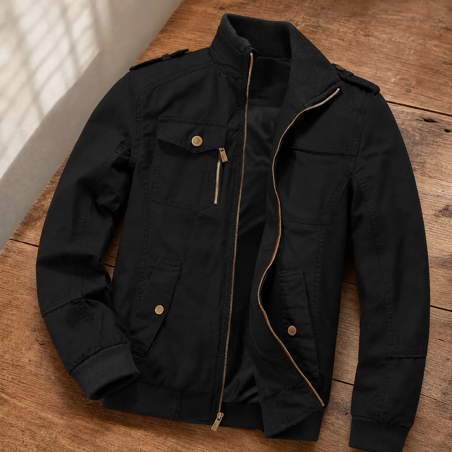 Men's Casual Military Canvas Bomber Jacket Stand Collar Windbreaker(Gift)