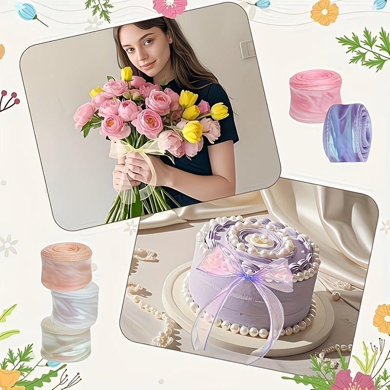 [Shining Aurora Mermaid Ribbon] 1 Roll Multi-Colored Mixed Shining Aurora Mermaid Ribbon | 2 Inches Wide, 8 Yards Roll, Handmade Lace for DIY Projects, Hair Accessories, Cake Decoration，Bow Hair Accessories, Mushroom Light Decoration Eid Al-Adha Mubarak