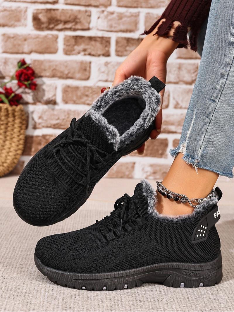 Women's Large Size Winter Warm Fleece Round Toe Boot, Casual Snow Boot Lining, Comfortable Winter Shoes, Affordable Women's Insulated Boots