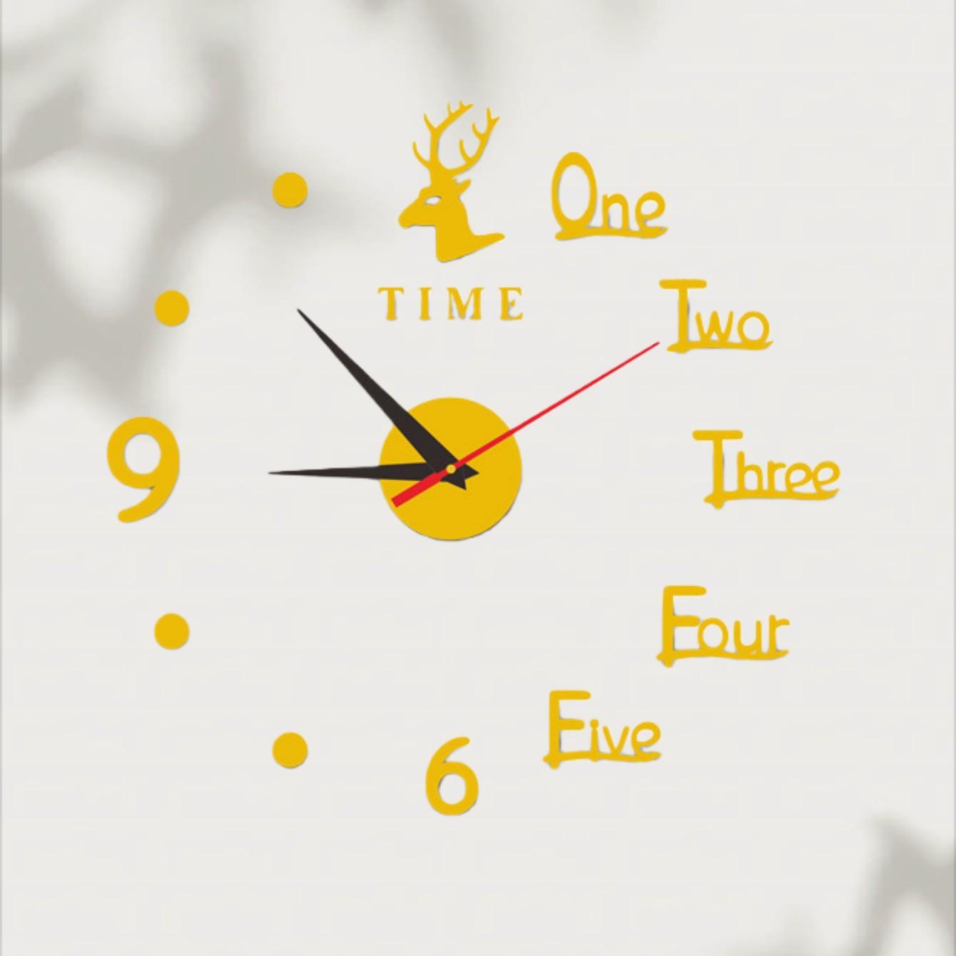 European Style DIY Creative Deer Clock, No-Drill Wall-Mounted Silent Clock for Living Room & Bedroom, Home Decor