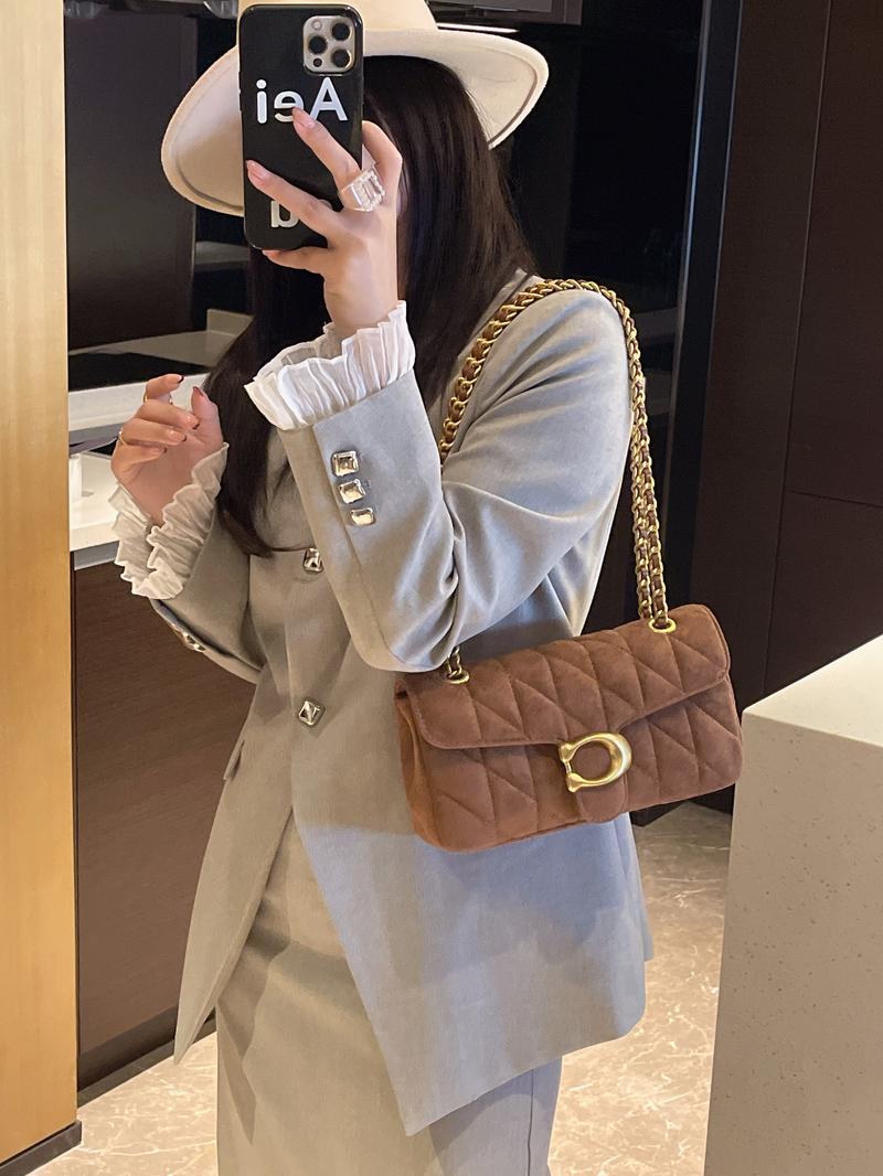 Vintage Luxurious Suede Underarm Bag for Women, 2026 New Faux Suede Commuter Chain Crossbody Shoulder Bag, Versatile Single Strap Handbag