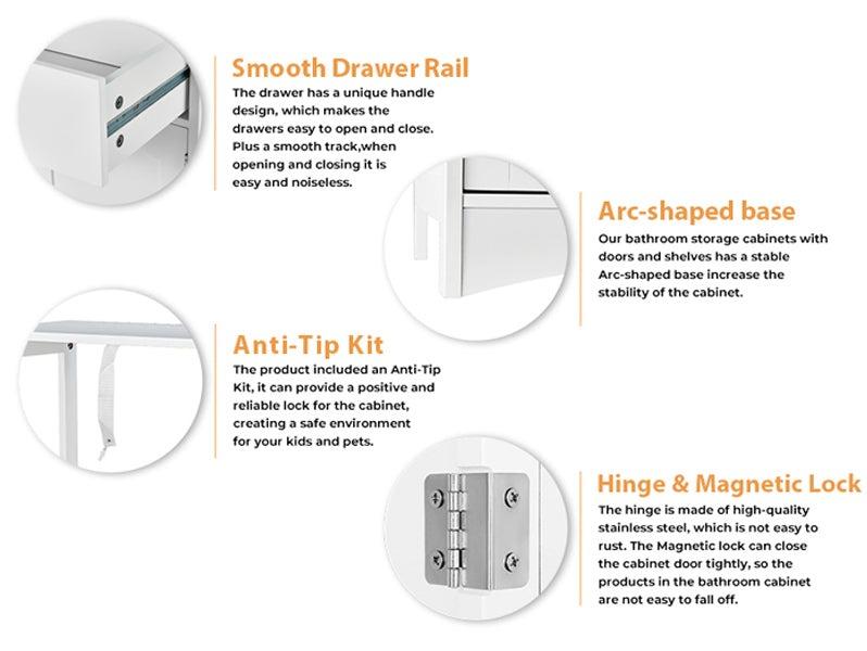 Sikaic Multifunctional Storage Cabinet with Microwave Space Drawer White