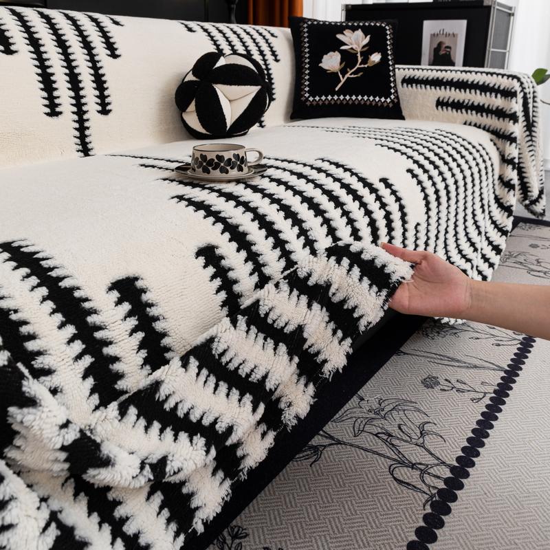 Geometric Stripe Sofa Soft Warm Throw, Modern Minimalist Style, All-Season Comfort, Pet-Friendly Washable, Multiple Colors & Sizes Available