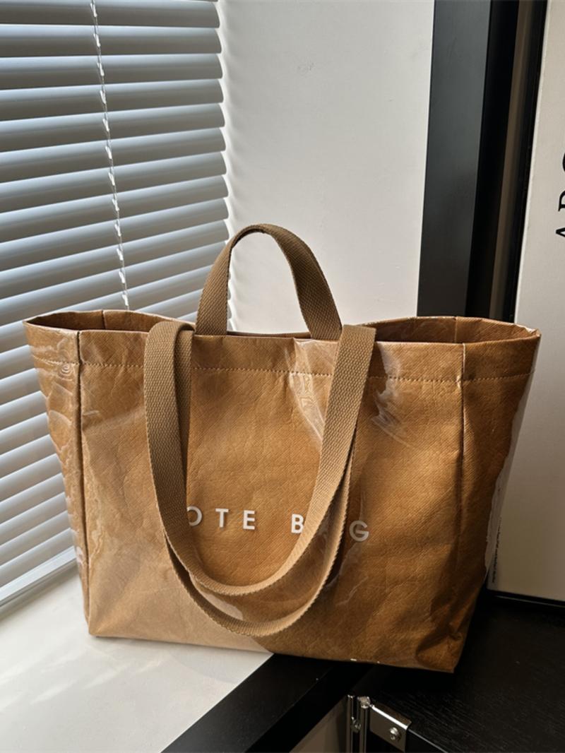 Women's Solid Color Tote Bag Office Work Bag, Fashionable Large Capacity Shoulder Bag for Work & Daily Used, Casual Trendy Versatile High-quality Daily Commuting Bag