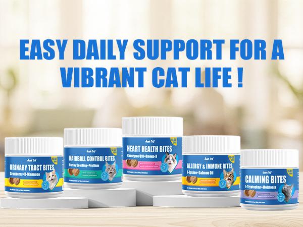 Just Try Coenzyme Q10 Heart Healthy Bites for Cats – Advanced Q10 & Taurine Supplement, Chicken Flavored Soft Chews for Feline Heart Health, 300 Count