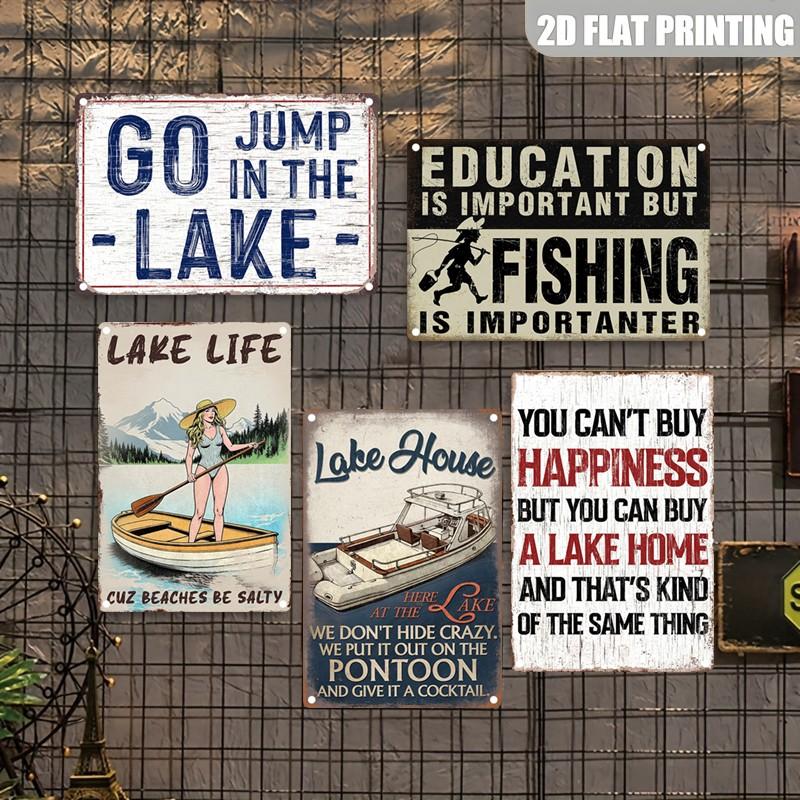Vintage Aluminum Sign, Lake Life Iron Plate Sign, Summer Atmosphere Decorative Art, Retro Poster Aluminum Sign, 8x12 Inches 2D Flat Poster