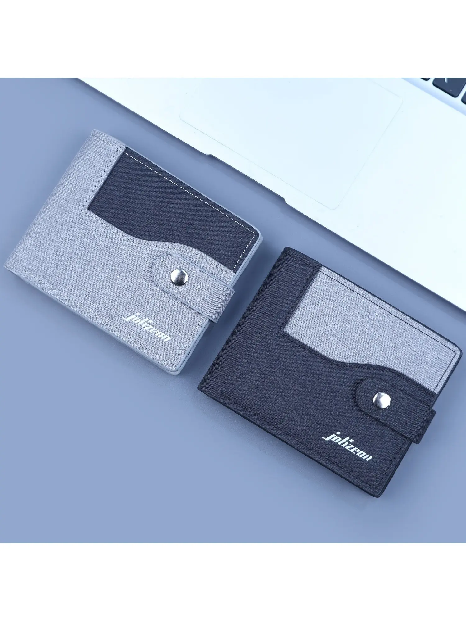 Men's canvas double-fold wallet, Business Style Wallet, large capacity card holder, multiple card slots, photo ID window and coin pocket, Business Wallets