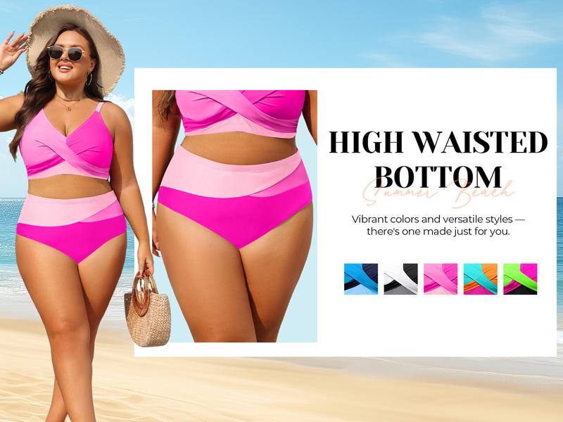 Tempt Me Plus Size Two Piece Swimsuit - Women High Waisted Bikini Set Tummy Control Bathing Suits Tempt Me Plus Size Two Piece Swimsuit - Women High Waisted Bikini Set Tummy Control Bathing Suits