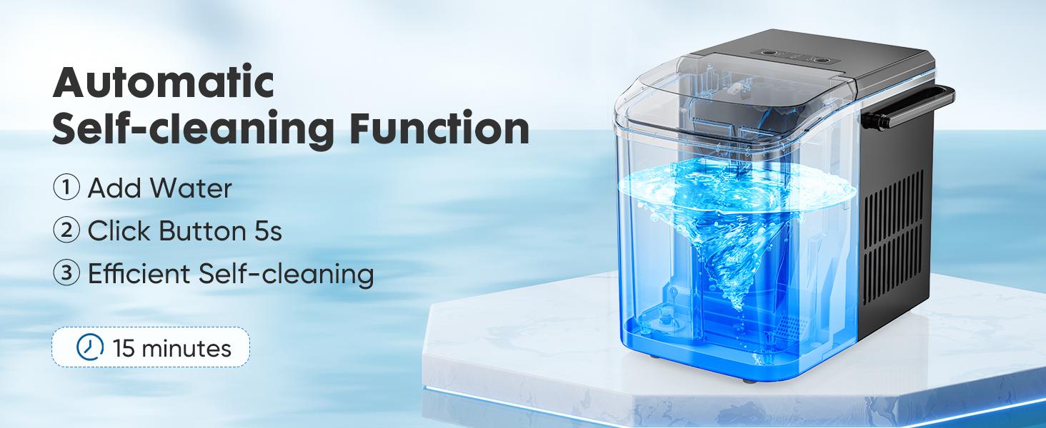 Portable Ice Maker Machine - 9 Cubes in 6 Mins! Self-Cleaning, Ultra-Quiet (40dB), 2 Ice Sizes w/ Basket & Scoop. Perfect for Kitchen, Office, Dorm, Parties