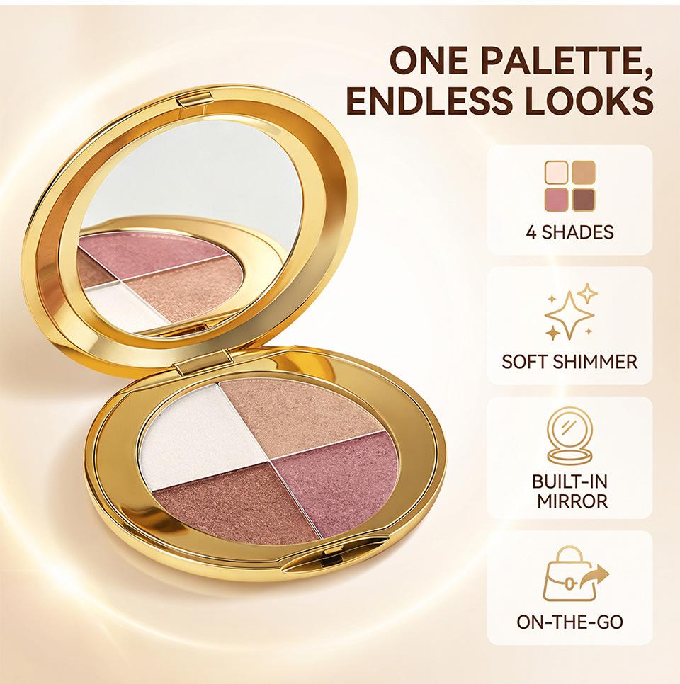 Four-Color Eye & Cheek Multi-Use Palette, Highlighting and Contouring, Versatile Makeup Tool, Enhance Your Look Effortlessly