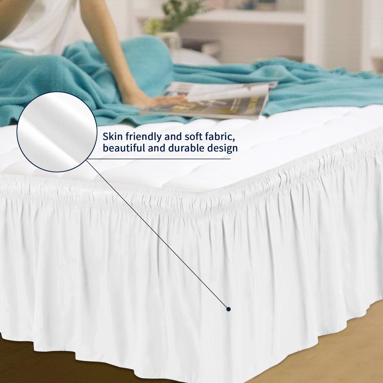 Easy-Going Ruffled Bed Skirt, 14/18/22 Inch Tailored Drop Soft Washable Bed Skirt for Twin, Queen, King and C-King Size Beds, Fitted with Adjustable Elastic Belt, Without Lift The Mattress, Bedroom, Beddecor