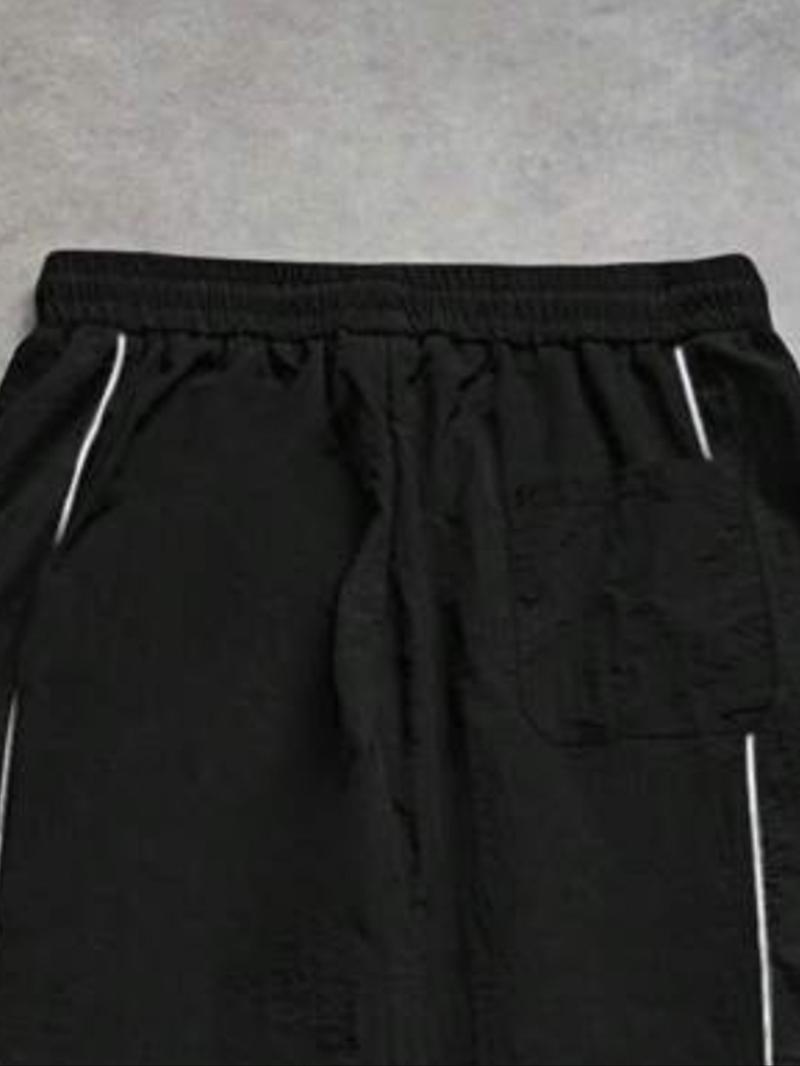 Men's Fashion Print Casual Outdoor Pants, Loose Fit Gym Shorts, Waist Drawstring, Elastic Cuff Design, Nylon Fabric, Lightweight Comfort, Outdoor Training Pants