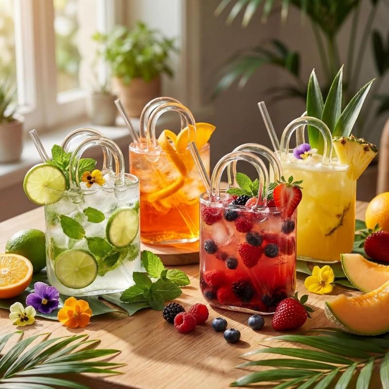 1 Count Glass Purse for Drinks, Stylish Drinkware,Unique Thick Wine Glasses Gifts ,Fish Bowl Vase,Creative Drinking Glass for Fruit Juice,Tea,Coffee,Flowers,Unique Wedding Anniversary or Birthday Gift