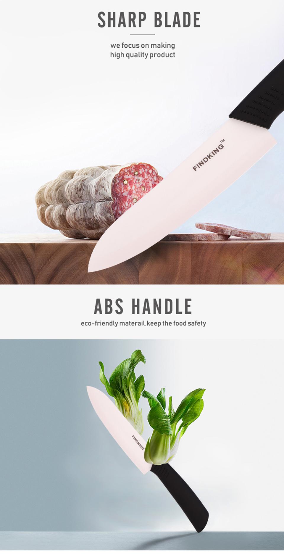 FINDKING 6pcs Ceramic Knife set, Good Quality Kitchen Knife 3" 4" 5" 6 inch Peeler with Acrylic Holder, Cutting Meat, Vegetable and Fruit, Kitchen Tools Block