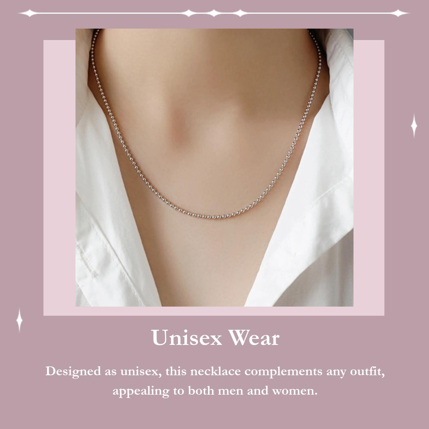 925 Sterling Silver Round Bead Design Necklace, Fashion Jewelry for Party, Daily Clothing Decor, Trendy All-match & Exquisite Jewelry for Birthday Gift, Gifts for Girlfriend, Dainty Necklace, Daily Wear Necklace