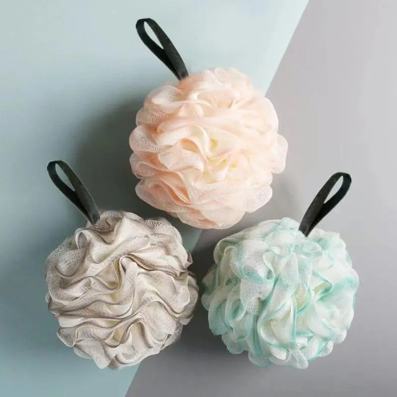 3-Pcs Gradient Color Bath Balls, Dual-Use Exfoliating Lace Edge Shower Loofah, Soft Mesh Bath Sponge Ball, Rich Long Lasting Lather, Hangable Bath Accessory For Daily Shower