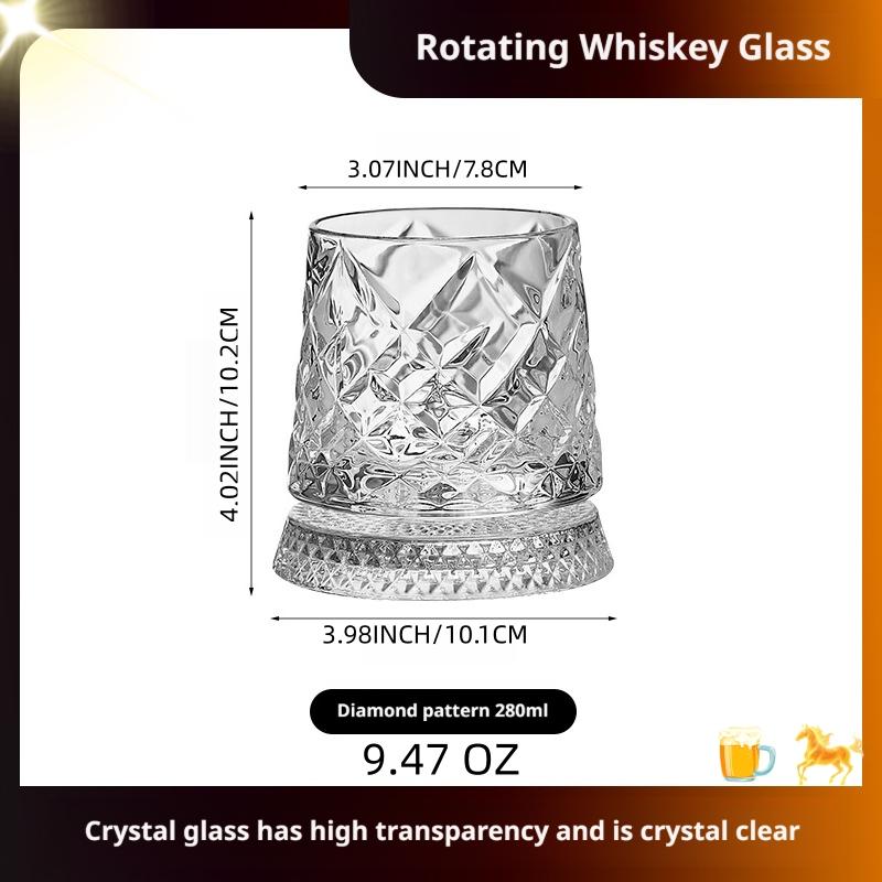 Luxury Whiskey Glass Rotating Cup, Crystal Glass Wine Cup, Home Use Beer Mug, High-End Barware, Elegant Drinkware for Special Occasions
