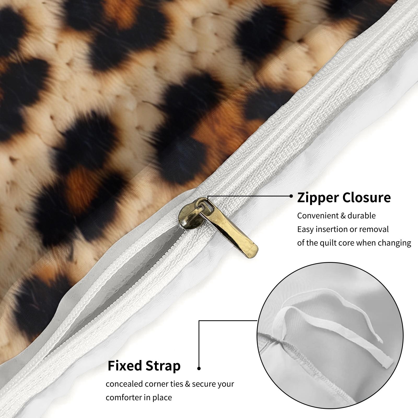 Classic Leopard Print Boho Chic Duvet Cover Set, 2/3 Pcs Light Luxury Vintage Bedding Set for Bedroom, Guest House, Hotel & Dorm, Perfect Housewarming/Birthday/Christmas Gift (No Comforter)