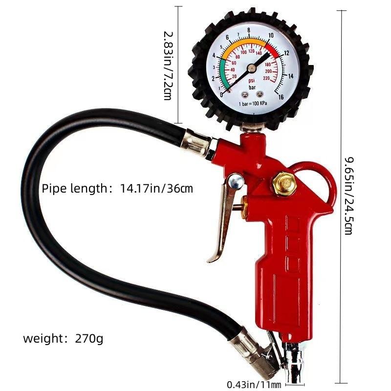 High Precision Tire Pressure Gauge, 250psi Dual Dial, Essential Car Maintenance Tool for Car Owners and Cyclists, Must-Have Device, Air Pressure Gauge for Tires