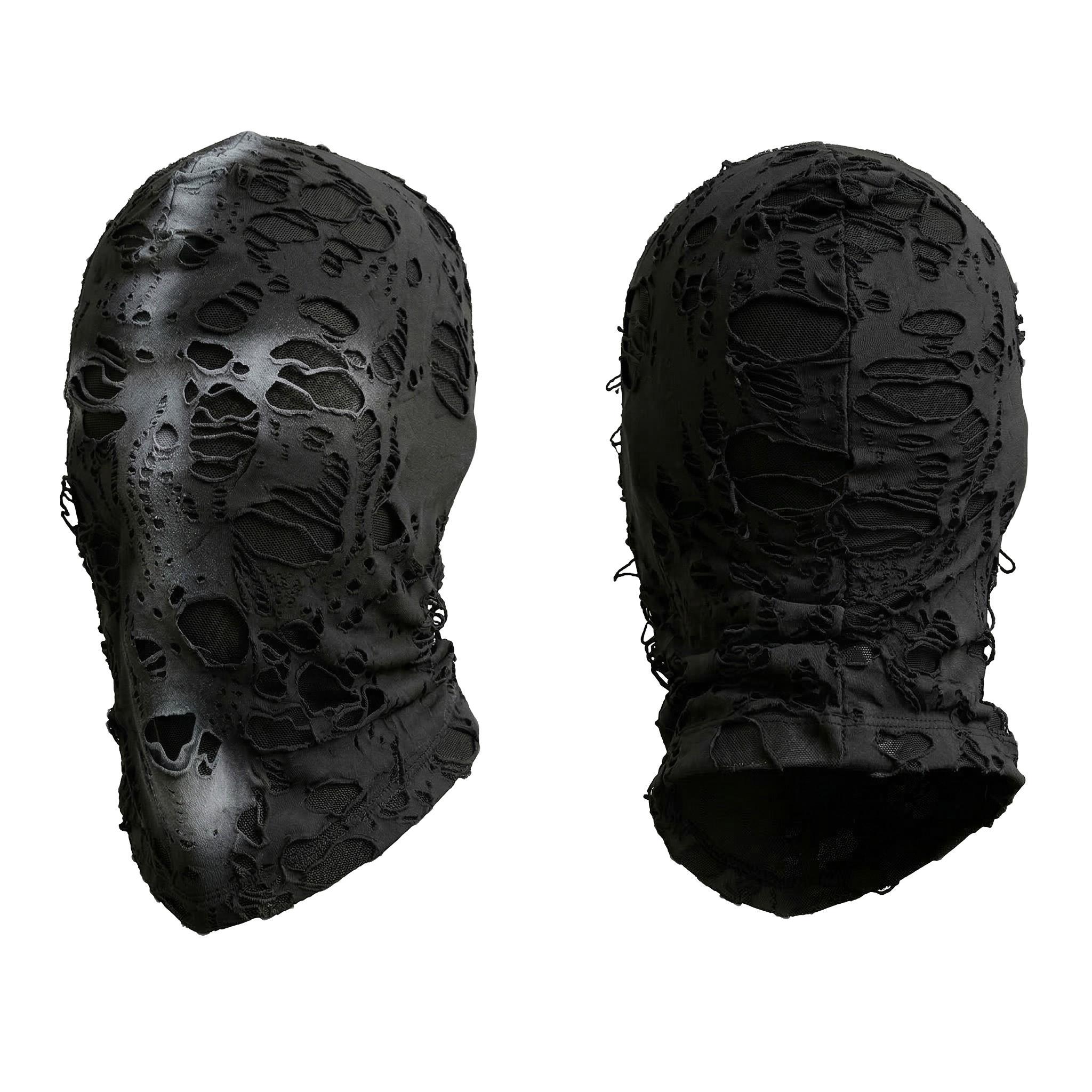 Vintage Distressed Hole Knit Face Mask, Mask Design, Cross Graffiti Full Face Headgear, Cyberpunk Punk Style Festival Hip Hop Ski Warm Face Mask, Party Face Masks