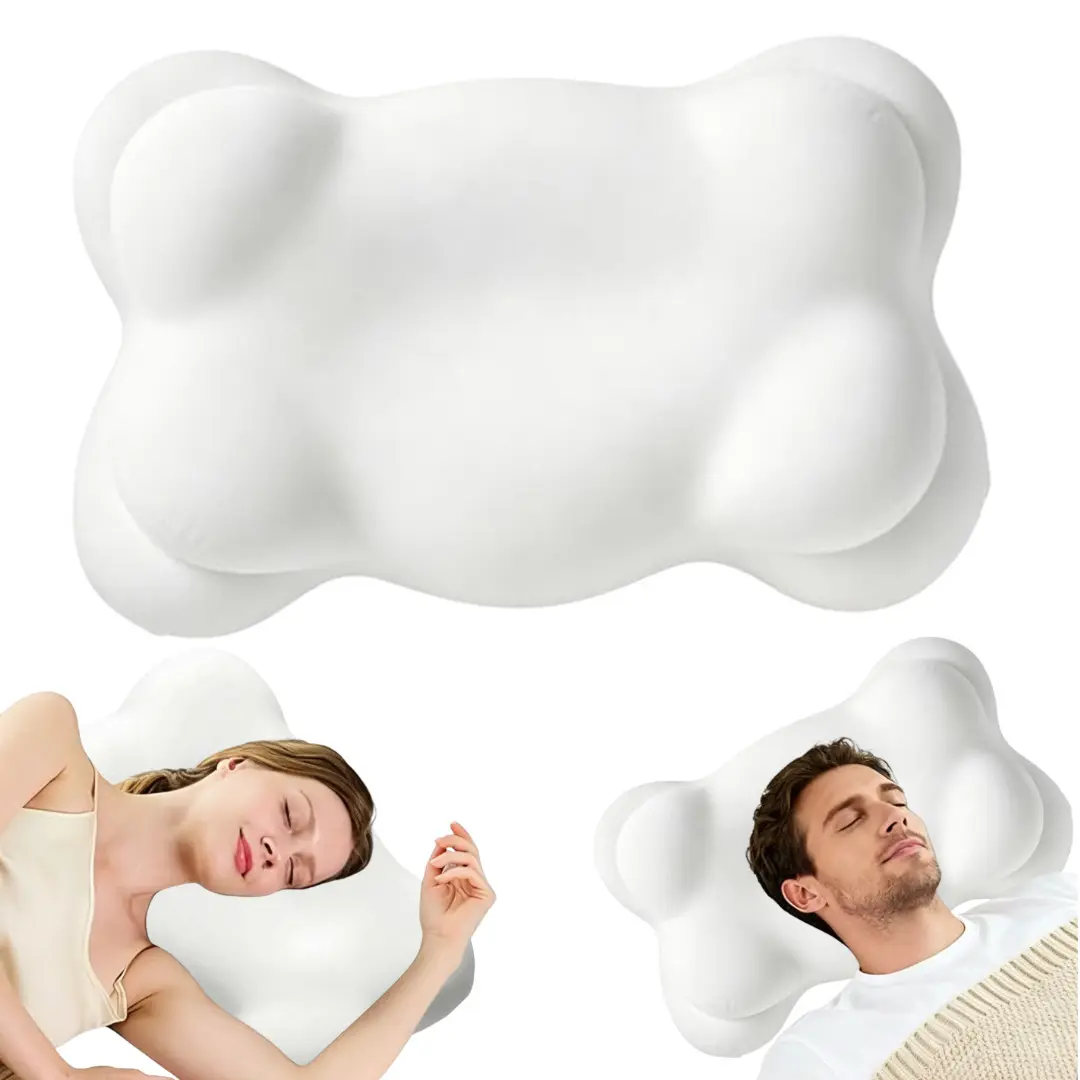 Cloud Pillow, Cloud Neck Pillow, Ergonomic Memory Foam Pillows, Contoured Memory Foam, Cloud Alignment Pillow, Ergonomic Cervical Neck Pillow, Memory Foam Contour Pillow for Side Back Sleepers, Cloud Shape Neck Support Pillow with Washable Cover