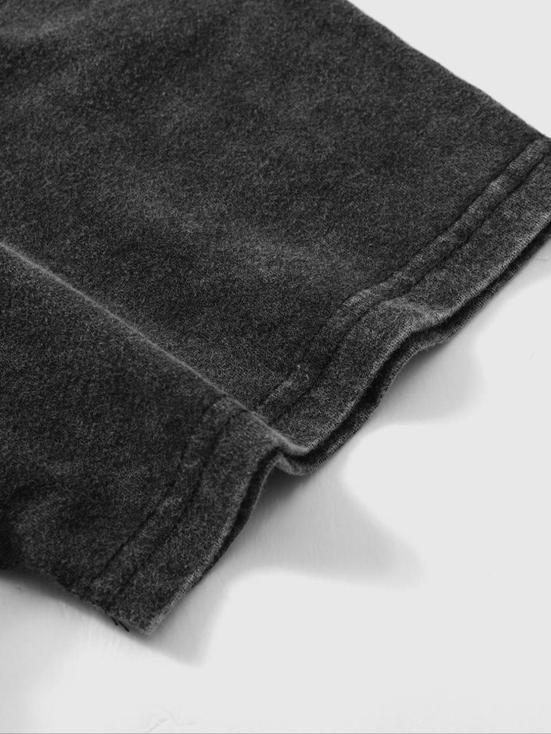 Men's Loose Fit Anime Cartoon Washed Heavy Cotton T-Shirt, Unisex Design, Comfortable Casual Wear, Perfect for Daily Use