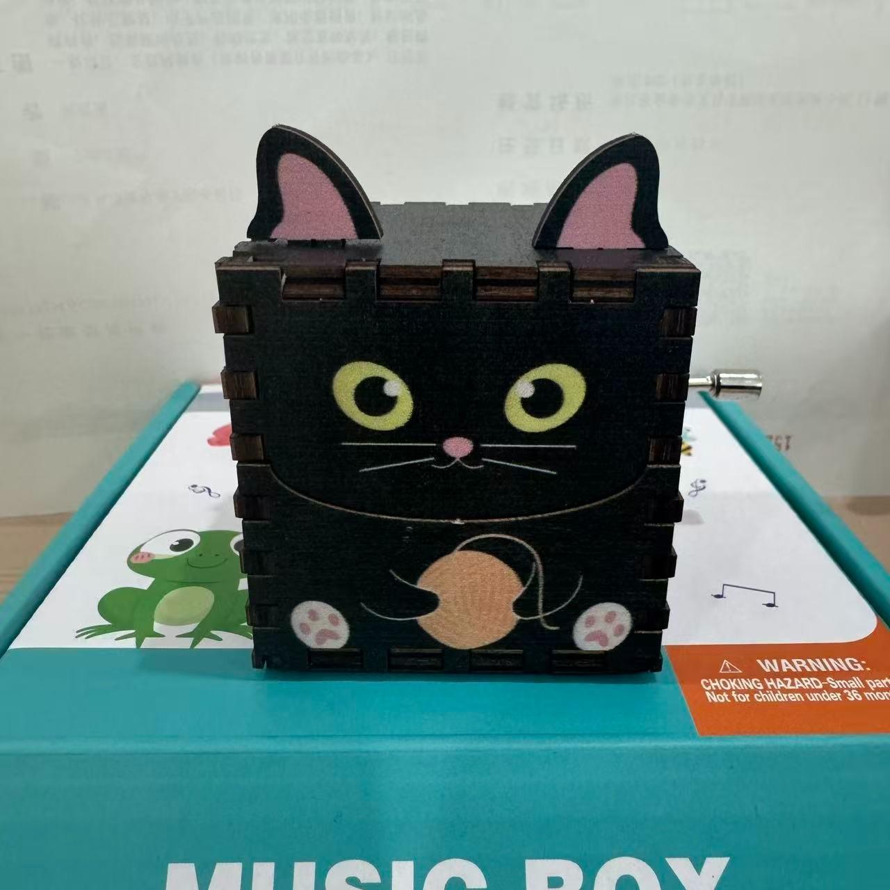 Wooden Music Box DIY Craft Cartoon Animal Gift, Hand-Cranked Octave Toy, Parent-Child Interaction Fun Time