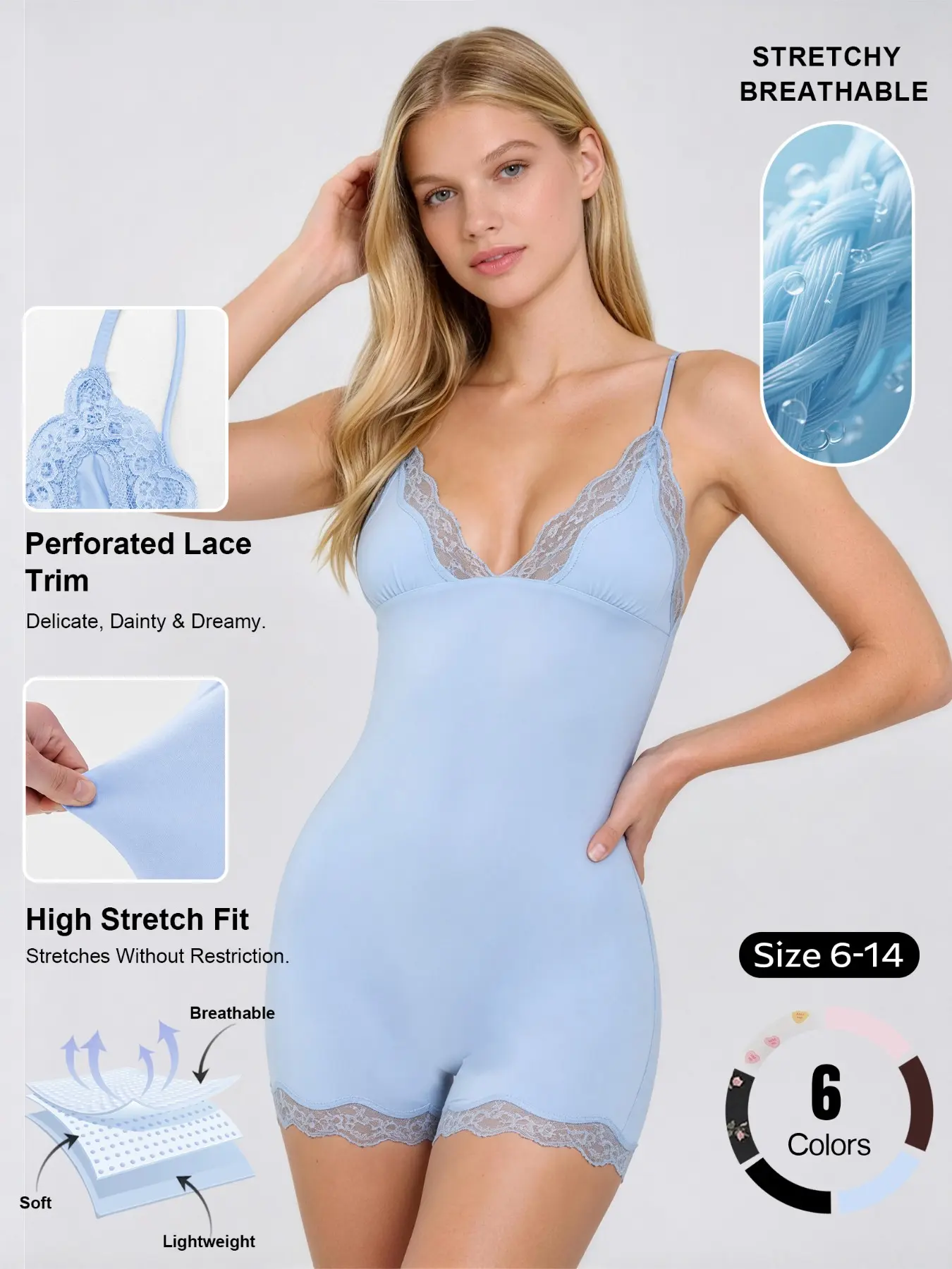 Women's Minimalist Lace Series Solid Color Spaghetti Strap Strappy Slim Stretch Shapewear Playsuit Teddies And Bodysuit Lingerie