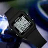 Sanda 2217 Retro Square Electronic Wrist Watch, World Map Dial, 50‑Meter Water‑Resistant, Dual Time Zones, Luminous Display, Student Watch, Digital Wrist Watch