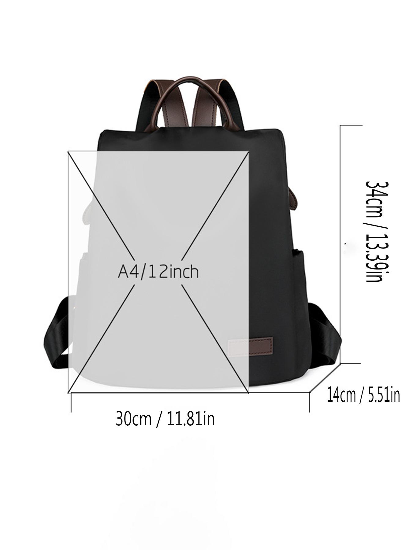 Women's Plain Anti-Theft Backpack, Geometric Patchwork Design, Large Capacity Waterproof, Fashionable Versatile Shoulder Bag, Water Resistant Backpack