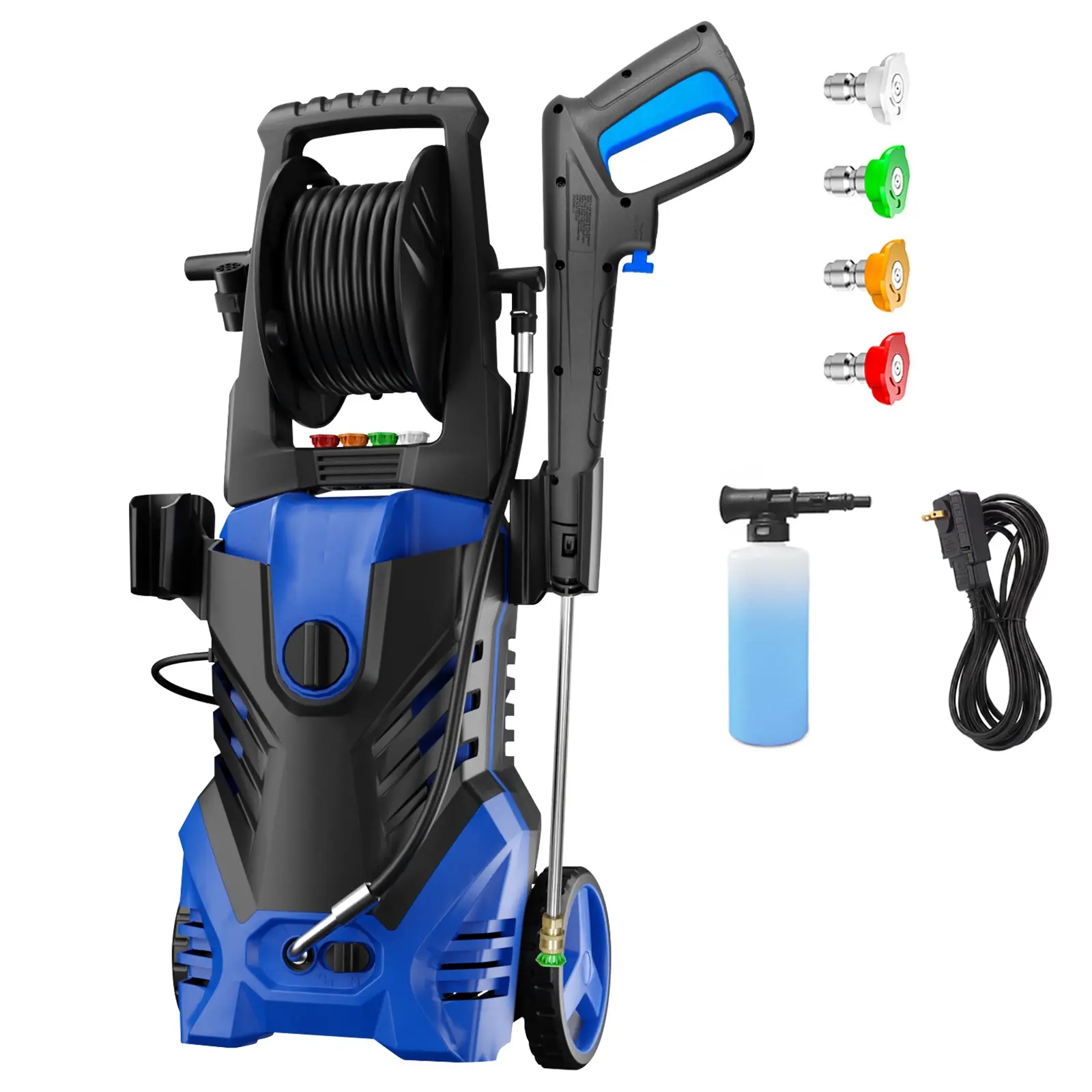 Electric Pressure Washer 3300PSI MAX 2.5GPM, Retractable Hose Reel, All-Around Cleaning Performance, Dirt, Grime Removal, with 4 Nozzle Tips, 500ML Soap Tank, Stainless Steel Lance, Automatic Total Stop System for Car, Yard, Garden Cleaning