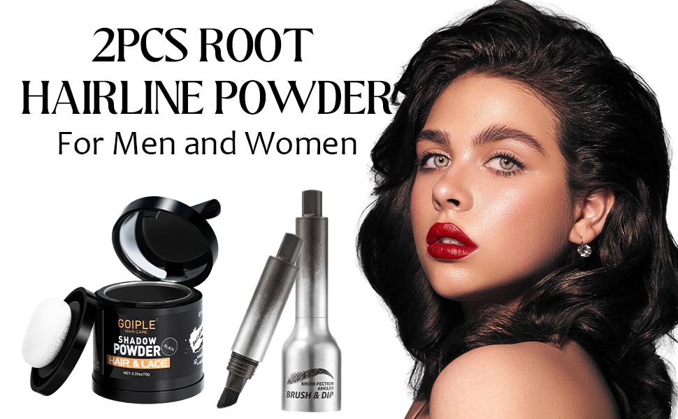 Hairline Powder for Bald Spots, Eyebrows, Beard Line, Light-Blonde Hair Fibers for Thinning Hair Shadow Powder Root Cover Up (Black) Haircare Cosmetic