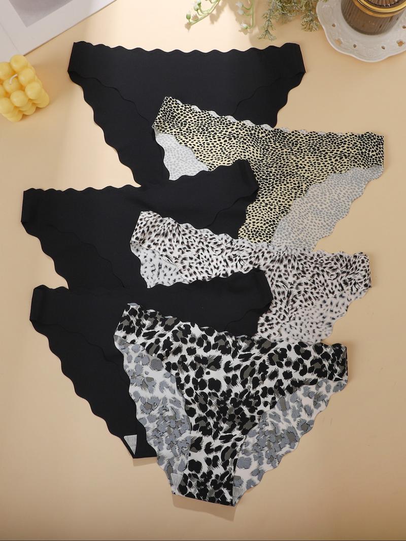 Women's & Leopard Print Underwear Set, Comfortable Seamless Design, Perfect for Yoga & Daily Wear, All Season Essentials