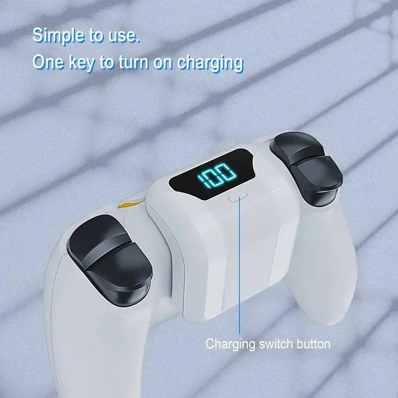 Portable LED display with rechargeable back-clip battery, a console accessory compatible with the PS5 controller. Features an 1800mAh polymer battery and provides 6-8 hours of gaming time the perfect PS5 gift.