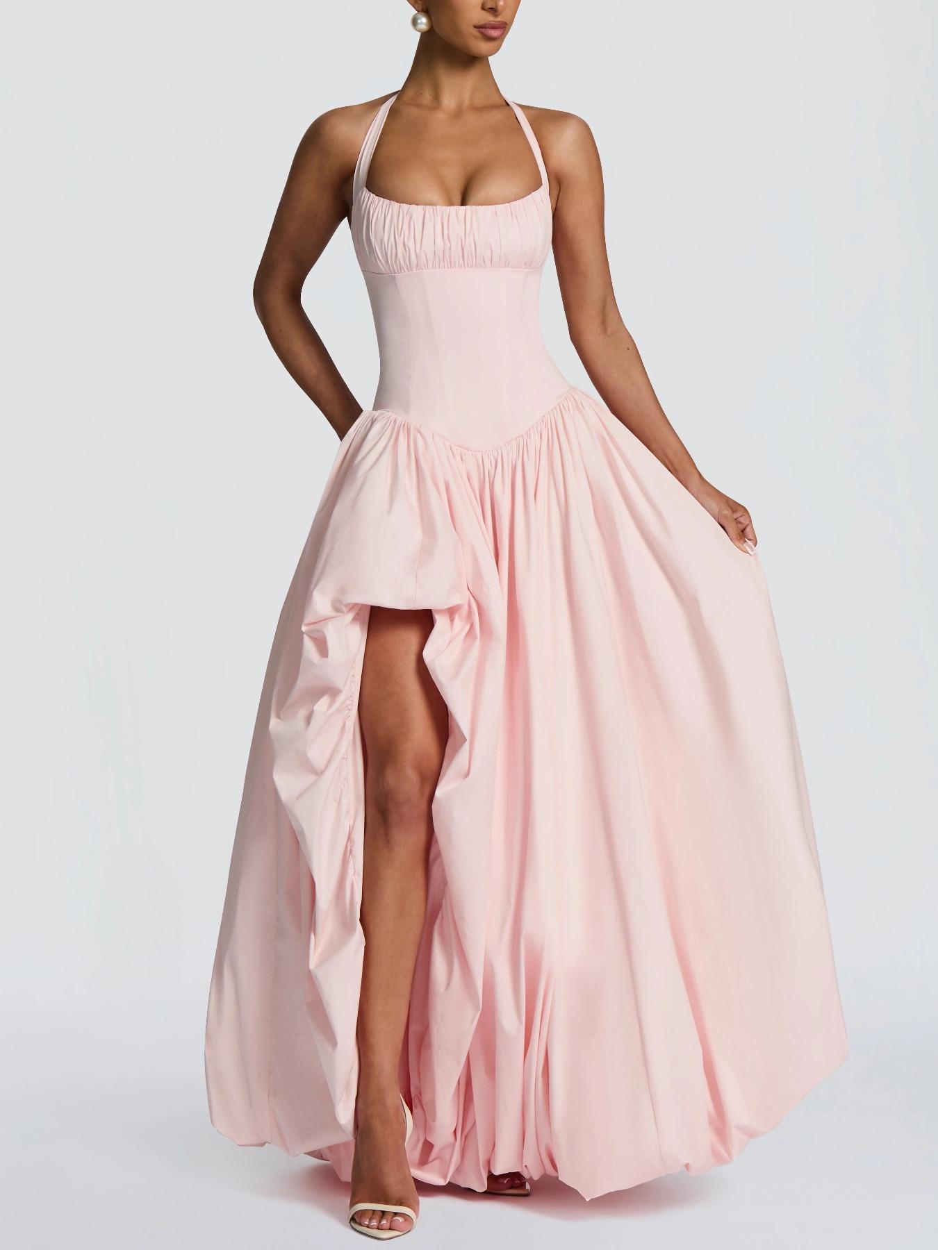 Sweet One-Shoulder Backless Dress, Halter Neck, Slim-Fitting Design, Irregular Hemline, Perfect for Casual & Party Wear, Women's Fashion