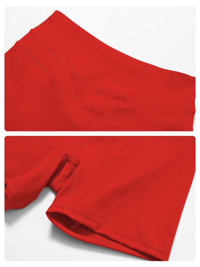 Women's High-Waisted Yoga Shorts, Sporty Design for All-Seasons, Plain Pattern Workout & Running Fitness Short Pants, Athleisure Shorts