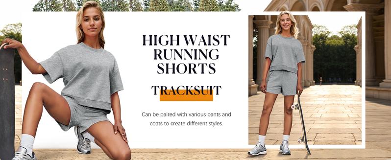 FISOEW Womens 2 Piece Outfits Casual Oversized Cropped Sweatshirt and High Waist Running Shorts Tracksuit Sets tracksuits #Springtok #TikTokShopJumpstartSale Summer Sportswear i am gia track set tracksuits for women