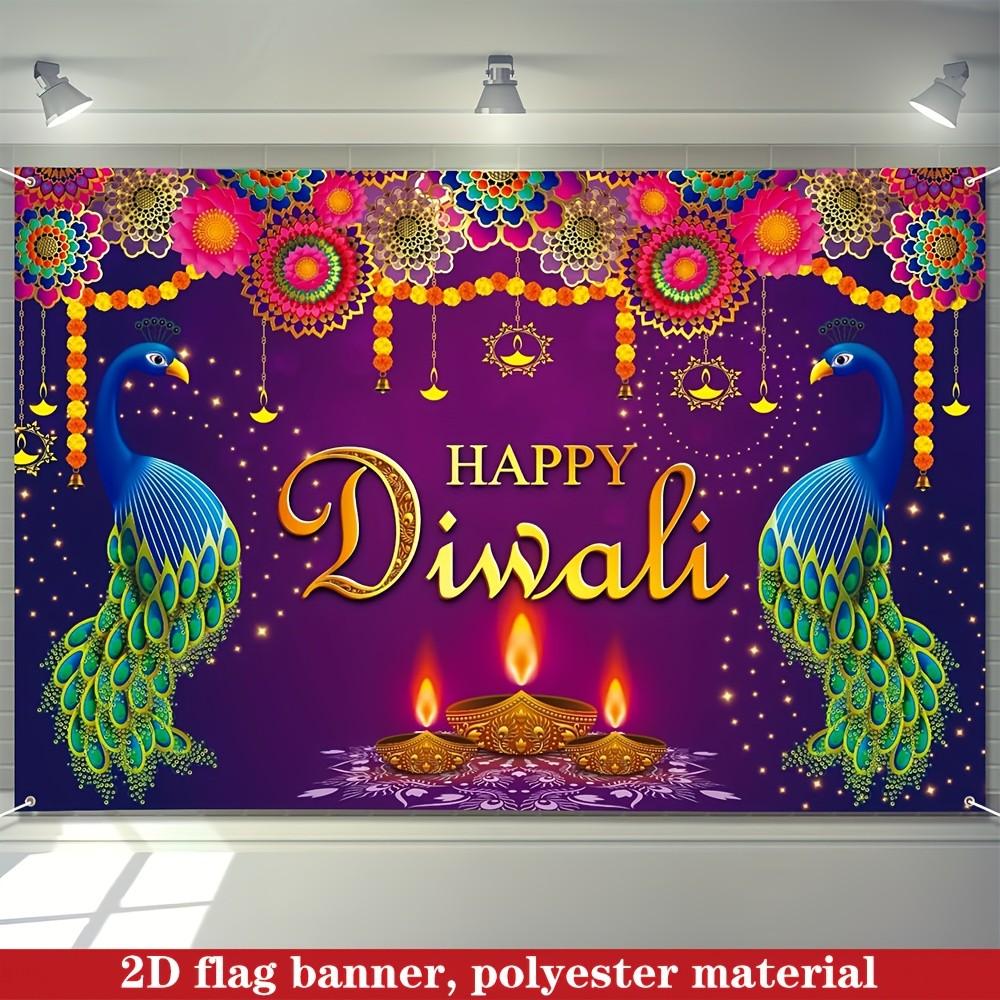 2D Flat Banner 1pc,  Super Happy Diwali Banner Measuring Ideal for Diwali-Themed Decorations, Party Supplies, And Photography Backgrounds for Both Indoor And Outdoor Settings, Party Background