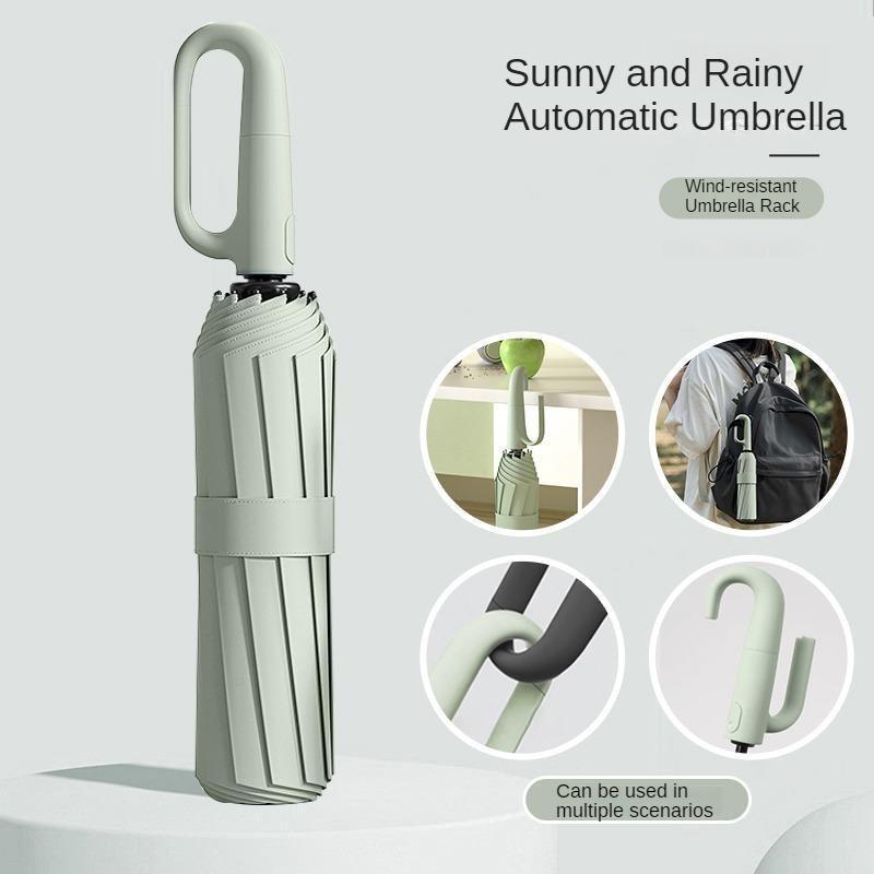 Creative Ring Handle 10k Dual Bone Rain Umbrella Set, Windproof Waterproof, Portable Design, Automatic Opening, Four-Piece Combination, Folding Umbrella, Rainproof Umbrella