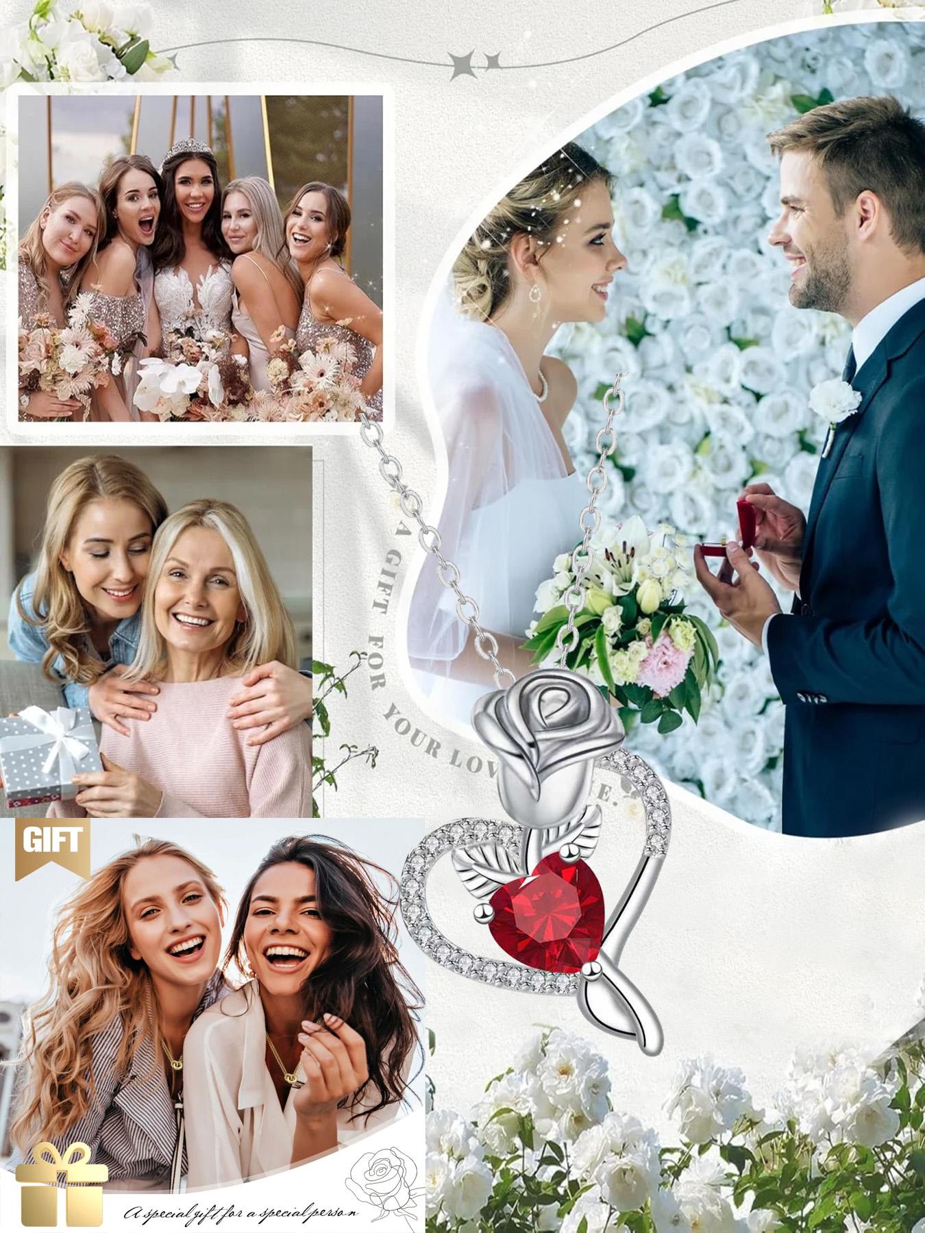 Eternal Rose Heart Necklace, Preserved Flower Gift Box, Copper Pendant, Perfect for Wife, Mom, Girlfriend, Valentine's Day, Mother's Day, Birthday