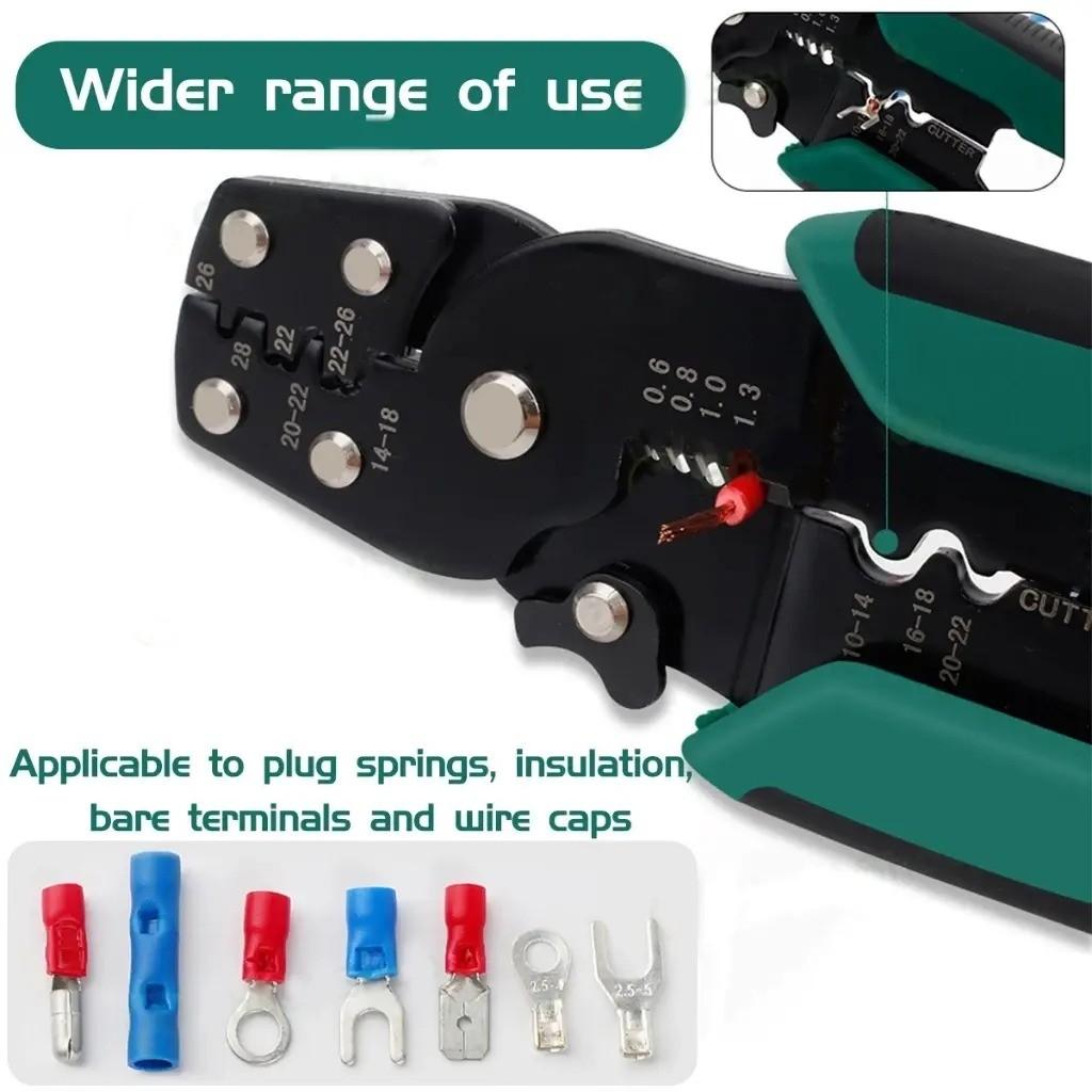 Professional Wire Crimping Tool, Multifunctional Durable Carbon Steel Pliers for Cutting Stripping Crimping 26-10 AWG Wires, Wirecutters, Hand Tools