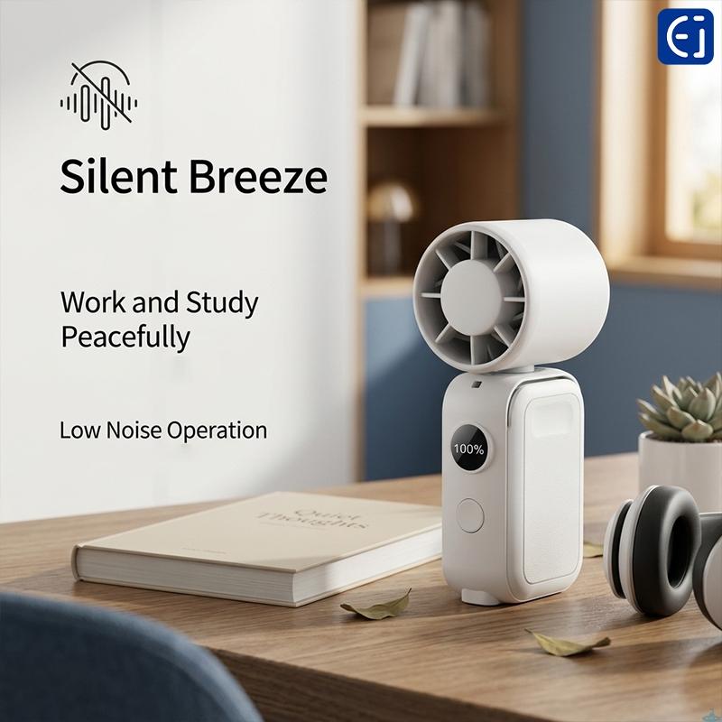 Stay Cool Anywhere! 5-in-1 Magnetic Fan with Smart Display – Clip, Rotate 350°, Wear on Neck/Waist – Ideal for Commute, Office, Camping – Black/White