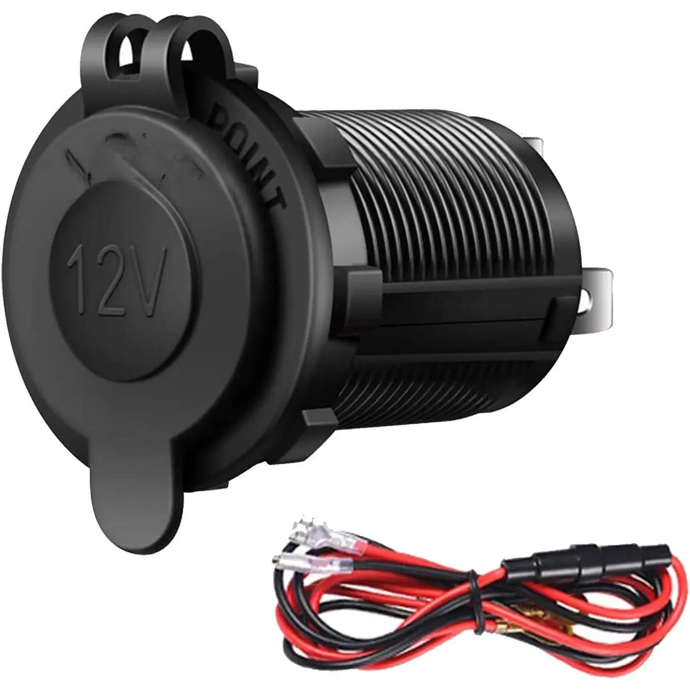 12V Waterproof Cigarette Lighter Socket Power Outlet with Dust Cover, Hard Plastic Body, Easy Install Plug-in Design for Car, Marine Use (Baby & Maternity Fashion Accessory Receptacle)