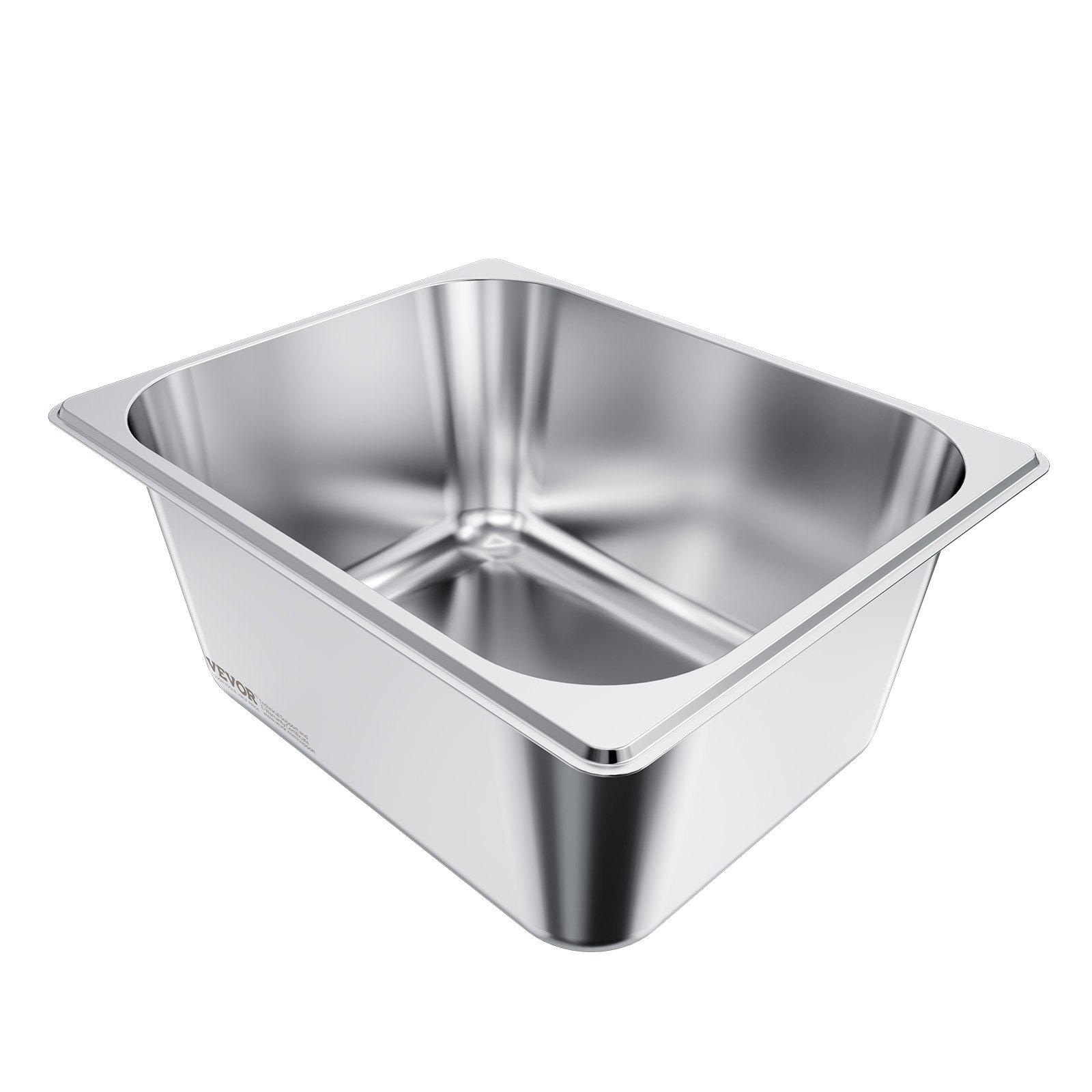 VEVOR 2 Pack Stainless Steam Hotel Pans, 1/2 Size Table Steam Pans With Lids, 6 Inch Deep, Anti Jam Restaurant Supplies Reusable Catering Storage for Home, Party, Restaurant, Hotel, Buffet