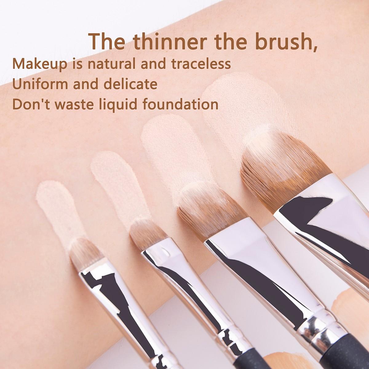4pcs Ultra-Thin Foundation Concealer Makeup Brush, Professional Liquid Foundation Cream Tool, Precision Application for Flawless Finish
