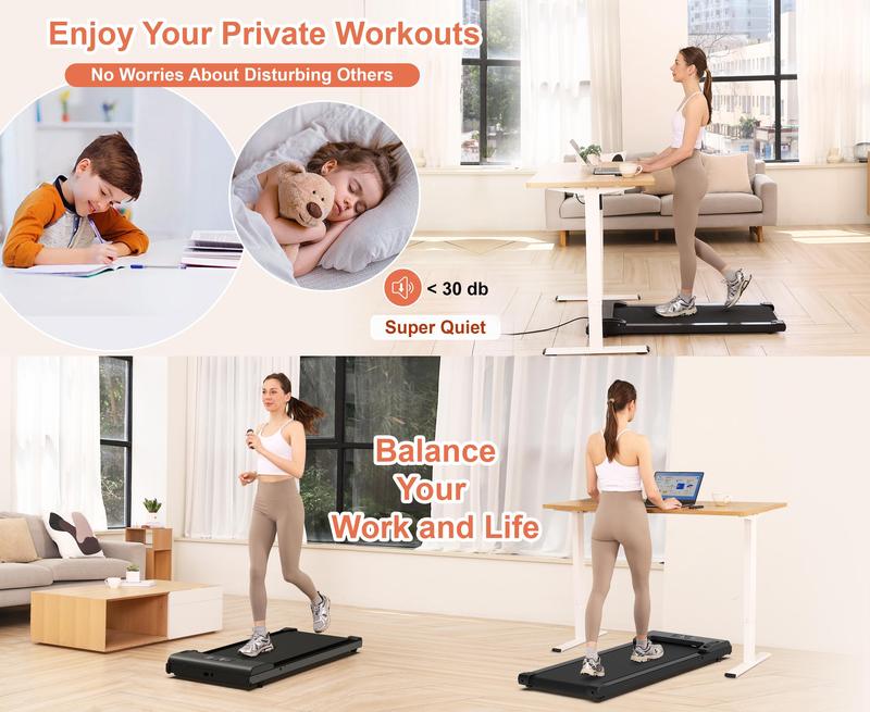 Lichico/Yrun Compact 2-in-1 Under Desk Treadmill,Portable Folding Electric Walking Treadmill with 2.5-3.0HP Brushless Motor,Spacious Running Area,Ideal for Home and Office Use