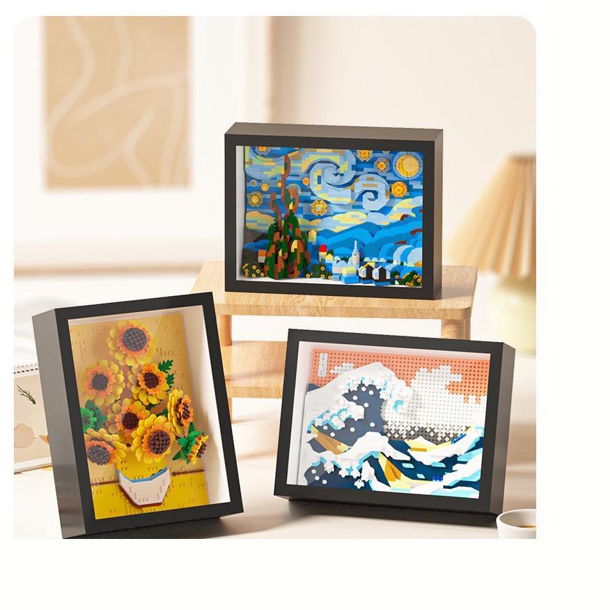 Sunflower Flower Building Blocks Set -Plant Collection Art Micro Architecture Model Home Decor Wall Art Adult Teen Architecture Kit Starry Night Van Gogh Toy Gift Lego Children's Decor Painting World Famous Art Gift