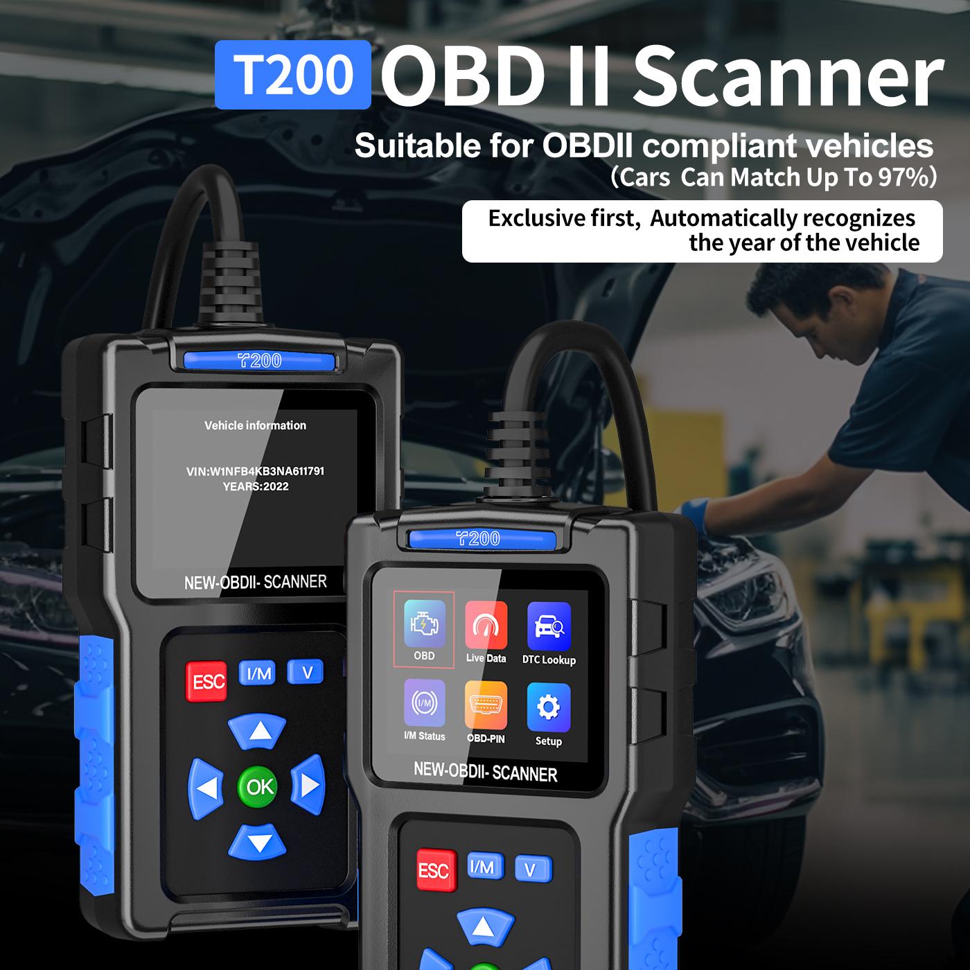 2025 New Powerful OBD T200 Scanner Diagnostic Tool - Engine Code Reader, Full 0BD2 Function, Reset, Mode 6 & 8, OBDI/EOBD Vehicles