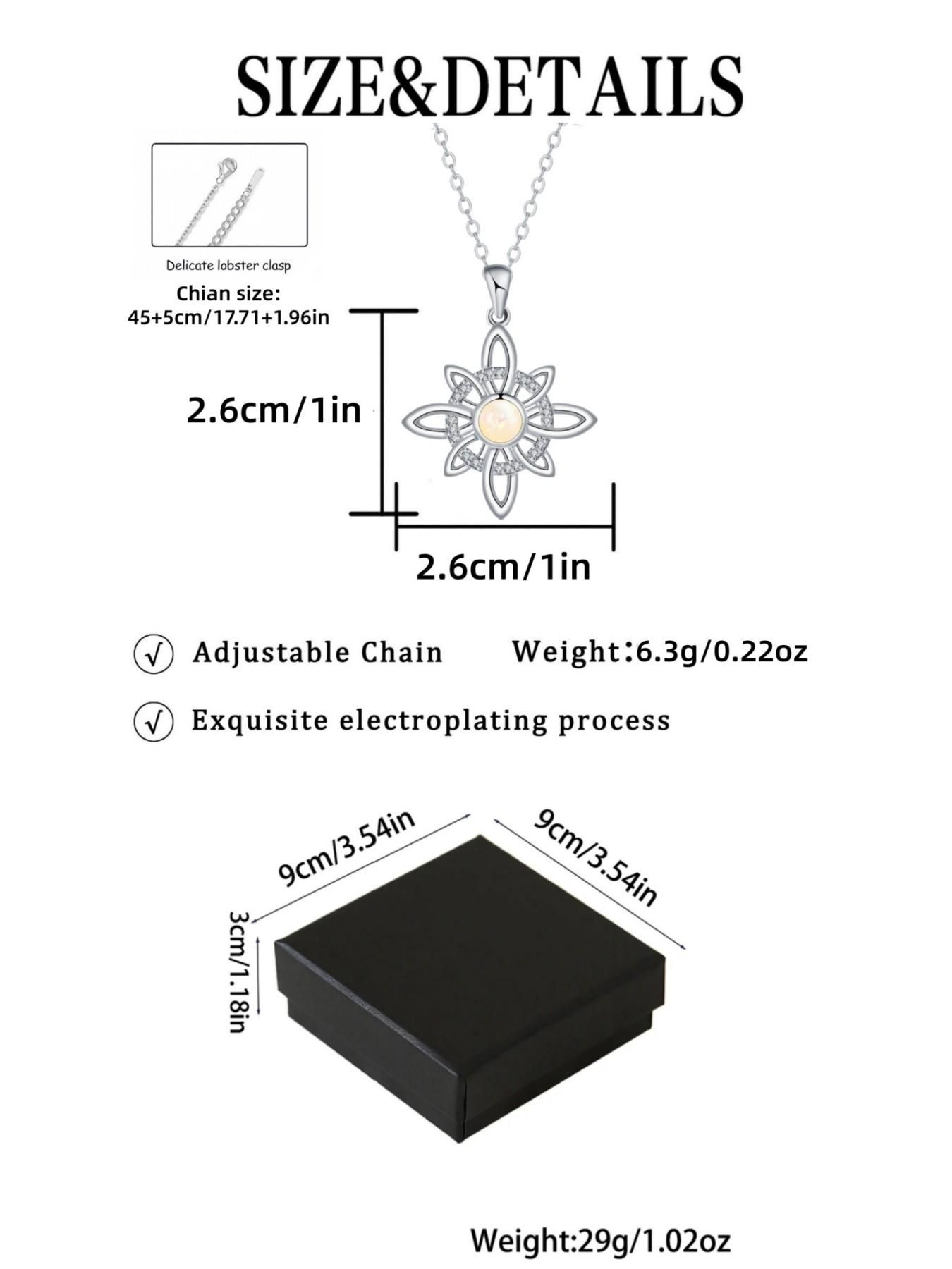 Iridescent Floral Glow · Silver Sequence Simple Celtic opal & diamond necklace.Includes a greeting card for daughter.Ideal birthday and mysterious festival gift for your daughter.