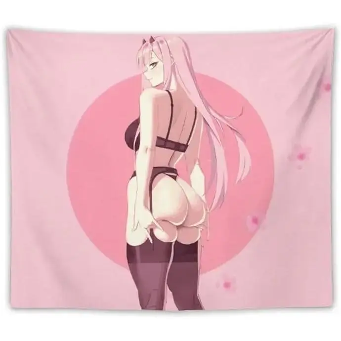 Anime girl Tapestry Wall Art Hanging Cartoon Characters zero two Tapestry for Bedroom Living Room Home Decoration gift colorfulBedroom tapestry wallBlanket Carpet home decoration  living room boys girls decoration college dormitory interesting